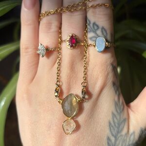 Labradorite and moonstone interchangeable necklace